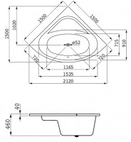 Laufen SOLUTIONS vana rohová 1500x1500x460 mm, vestavná, bílá   H2445000000001